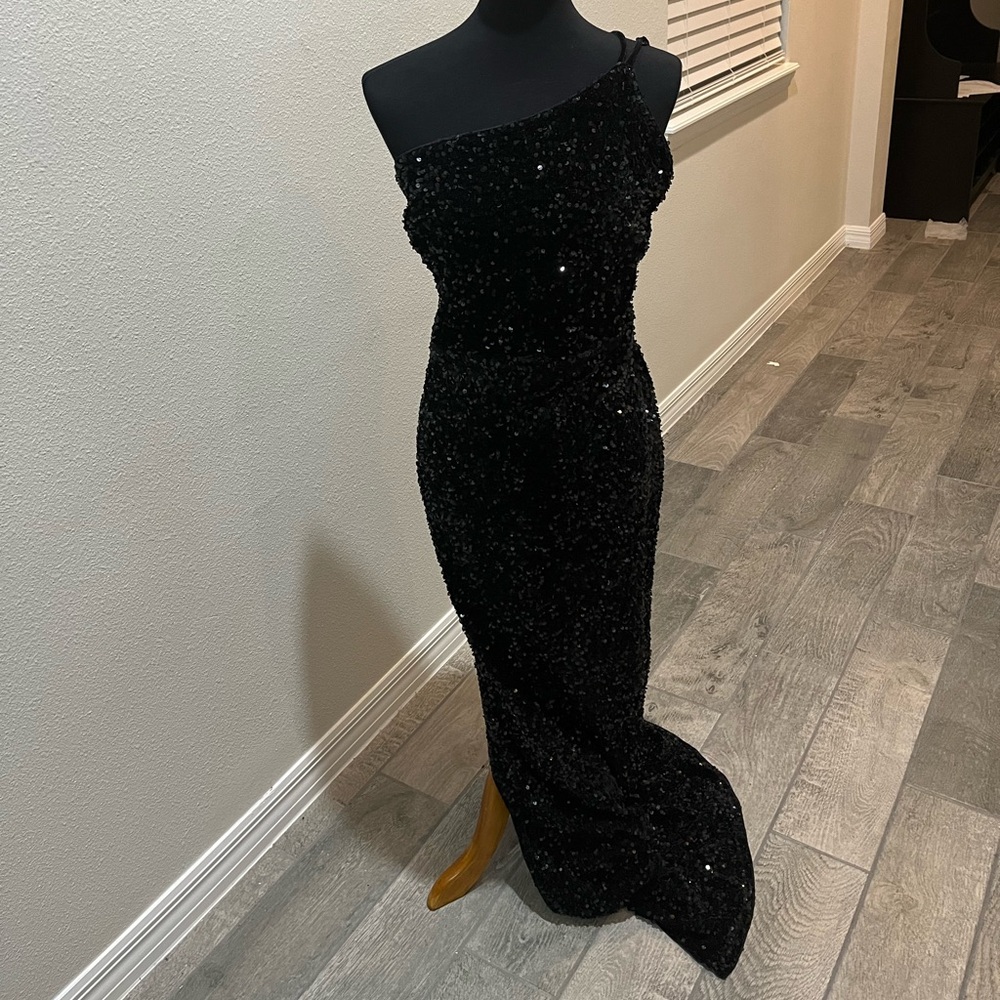 Black Sparkly Off-The-Shoulder Dress